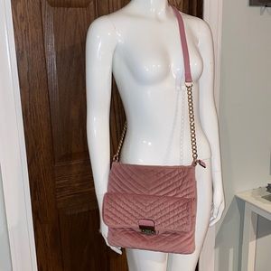 Big Buddha Blush Velvet Shoulder Purse